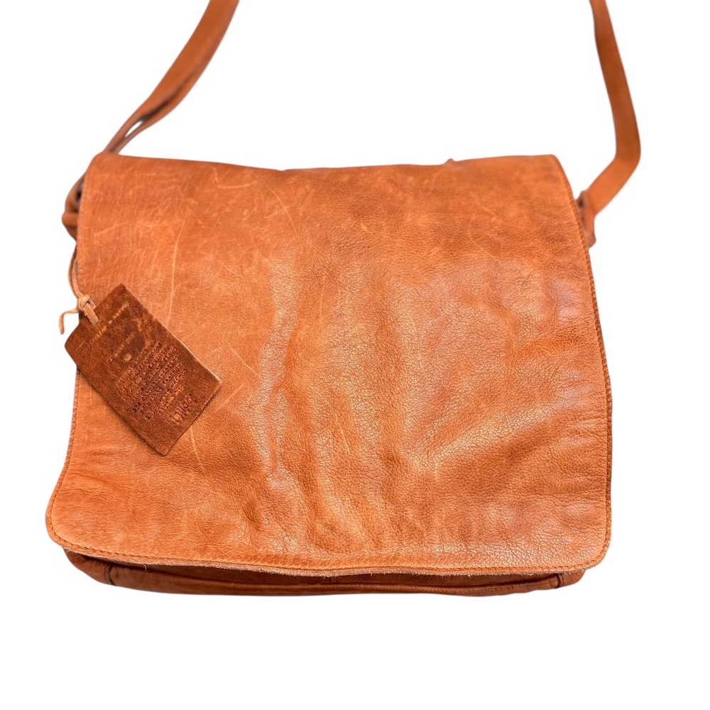 Latico brown leather flap messenger crossbody bag